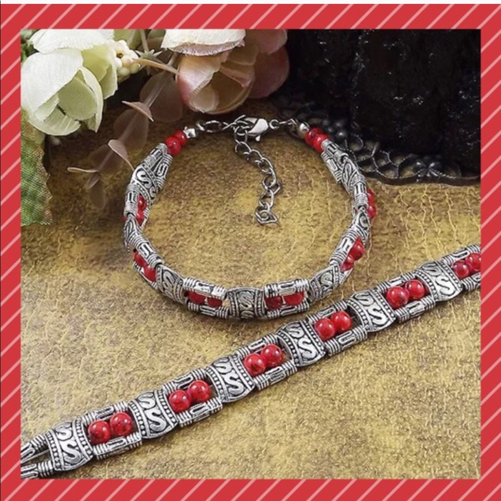🌹NEW Fashion RED Turquoise Bead/SILVER